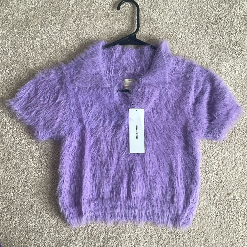 Kimchi Blue Luna Fuzzy Polo Sweater M